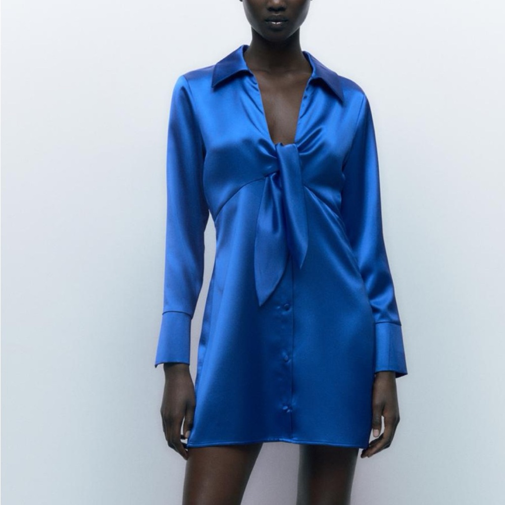 Zara Cobalt Blue Satin Dress